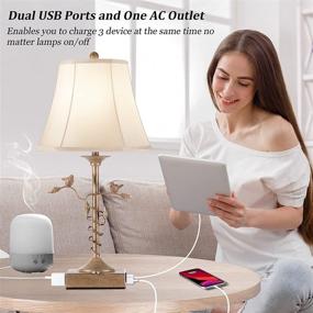 img 2 attached to 🕊️ Enhance Bedroom Décor with Little Bird Lamps: Set of Two Table Lamps for Living Room with 3-Way Dimmable, USB Port, AC Outlet, Touch Nightstand Lamp - Perfect for Reading or Working in Office (Bulbs Included)