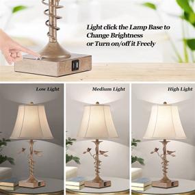 img 3 attached to 🕊️ Enhance Bedroom Décor with Little Bird Lamps: Set of Two Table Lamps for Living Room with 3-Way Dimmable, USB Port, AC Outlet, Touch Nightstand Lamp - Perfect for Reading or Working in Office (Bulbs Included)