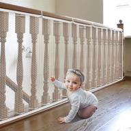 детская сетка безопасности - 118 дюймов x 29 дюймов - защищает балконы, террасы, перила и лестницы - внутренняя и наружная сетка безопасности для детей, домашних животных и игрушек. логотип