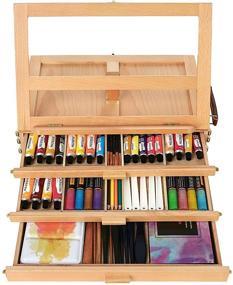 img 3 attached to 🎨 MEEDEN Large Adjustable Artist Tabletop Sketchbox Easel- Multi-Function Solid Beech Wood Storage Box Easel with 3-Drawer