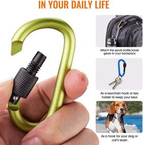 img 1 attached to 🔒 Carago 10 Pack Carabiner Clips with Screw Gate for Hiking - 7.5mm Aluminum Rod Clips