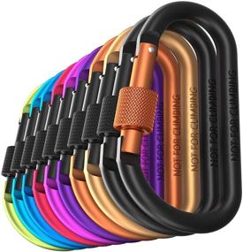 img 4 attached to 🔒 Carago 10 Pack Carabiner Clips with Screw Gate for Hiking - 7.5mm Aluminum Rod Clips