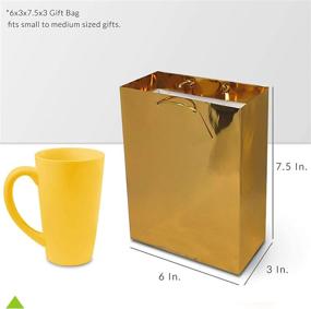 img 2 attached to 🎁 Stylish Small Gold Foil Gift Bags: Designer Solid Gold Paper Wrap Bags with Handles - Ideal for Birthdays, Parties, Weddings, and More! 12 Pcs Bulk Pack - 6x3x7.5 Inches