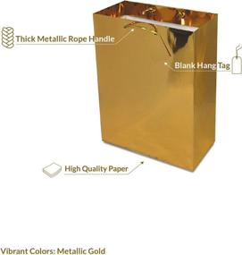 img 3 attached to 🎁 Stylish Small Gold Foil Gift Bags: Designer Solid Gold Paper Wrap Bags with Handles - Ideal for Birthdays, Parties, Weddings, and More! 12 Pcs Bulk Pack - 6x3x7.5 Inches