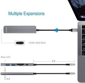 img 1 attached to 🔌 TWOPAN USB C территории Multiport адаптер - 6-в-1 USB-C к USB 3.0 хаб, 6-порт USB C Dongle, 4K HDMI адаптер, SD / Micro SD кард-ридер - совместим с MacBook Air / Pro 2020/2019/2018, iPad Pro, Chromebook