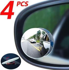 img 4 attached to 🚘 4pcs Car Blind Spot Mirrors - Convex Round Frameless HD Wide-angle Glass Rearview Mirror with 360° Swing Adjustment for All Cars, SUVs, and Trucks