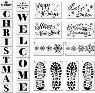 🎨 28 piece welcome sign and christmas stencils set: reusable templates for painting on wood, art projects and crafts logo