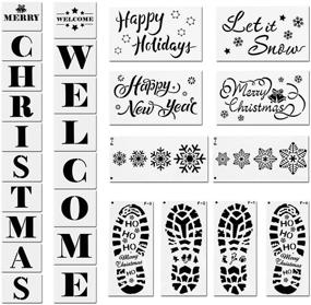 img 4 attached to 🎨 28 Piece Welcome Sign and Christmas Stencils Set: Reusable Templates for Painting on Wood, Art Projects and Crafts