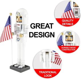 img 2 attached to 🚀 Clever Creations Astronaut Nutcracker: Festive Christmas Decor for Shelves and Tables - 14 Inch Traditional Wooden Design