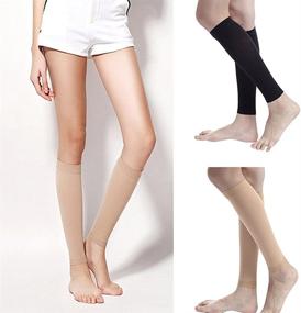 img 3 attached to 🧦 Compression Calf Sleeve Knee High Leg Socks for Women with Varicose Veins - 30-40 mmHg Support