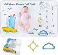 👶 baby monthly milestone blanket for girls & boys - unisex growth chart blanket for newborn shower gift - size: 60x40 inch logo