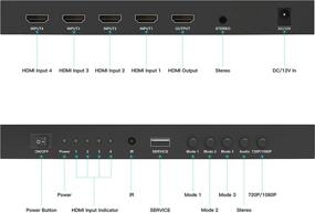 img 1 attached to 🔀 HDMI Мультипросмотровый переключатель 4x1: PORTTA HDMI Квадро-мультипросмотрщик Безсварочного переключателя 4 в 1 с петлей, извлекателем аудио на стерео, 1080p, 5 режимов просмотра для безопасности камеры и игровых консолей.