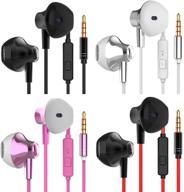 high-quality 4-pack wired earphone headphones with microphone, stereo bass earbuds - 3.5mm interface, 4 pairs logo