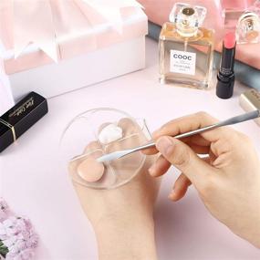 img 1 attached to 💄 2 Pieces Handheld Makeup Mixing Palette - Clear Cosmetic Palette with Spatula for Foundation & Nail Art