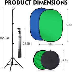 img 3 attached to 🎥 Переносной набор с зеленым экраном MAUO 5'X7' 2-в-1 для записи видео или стриминга - Хромакей синий и зеленый, с подставкой и складным стулом