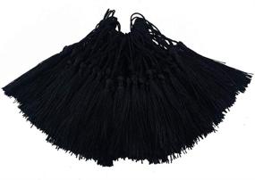 img 4 attached to 🎀 100pcs Aokbean Silky Floss Soft Craft Bookmark Tassels for DIY, Jewelry Making, Graduation & Souvenir - Black, 5 Inches