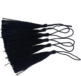 img 3 attached to 🎀 100pcs Aokbean Silky Floss Soft Craft Bookmark Tassels for DIY, Jewelry Making, Graduation & Souvenir - Black, 5 Inches