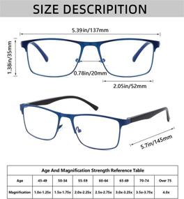 img 3 attached to 👓 Stylish Metal Frame Reading Glasses for Men - 4-Pack Blue Light Blocking Readers with Comfort Spring Hinges, Anti Glare UV Filter Eyeglasses, +1.5 STRENGTH