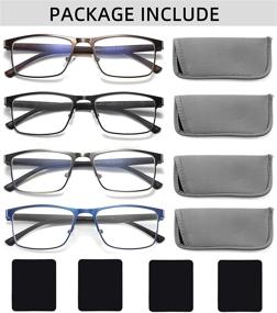 img 2 attached to 👓 Stylish Metal Frame Reading Glasses for Men - 4-Pack Blue Light Blocking Readers with Comfort Spring Hinges, Anti Glare UV Filter Eyeglasses, +1.5 STRENGTH