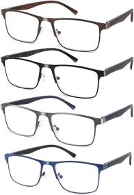 img 4 attached to 👓 Stylish Metal Frame Reading Glasses for Men - 4-Pack Blue Light Blocking Readers with Comfort Spring Hinges, Anti Glare UV Filter Eyeglasses, +1.5 STRENGTH