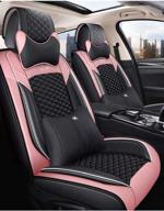 zqy comfortable leather auto car seat covers 5 seats full set universal fit (lu black &amp interior accessories logo