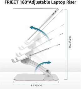 img 2 attached to 🔥 Портативная регулируемая подставка для ноутбука с вентиляцией от тепла - FRIEET Эргономичный подъемник для компьютера для работы из дома, совместимая с MacBook Air Pro, iPad, Lenovo, Dell HP Notebook - Серебряная, 10''-18''