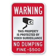 video surveillance protected property sign: no dumping logo