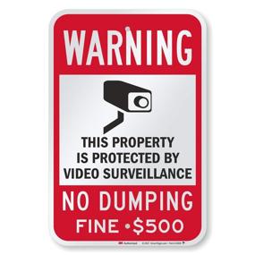 img 4 attached to Video Surveillance Protected Property Sign: No Dumping