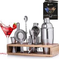 🍹 mixologist world 24 oz professional cocktail shaker set - mixology bartender kit with stand - home bar set cocktail shaker 12 pieces barware set with recipes booklet - top gift for cocktail enthusiasts logo