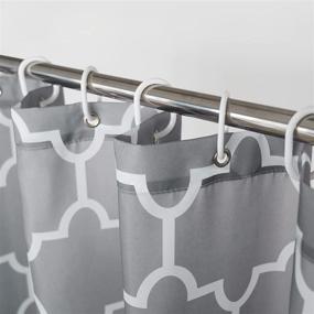 img 3 attached to 🚿 Grey Fabric Textured Moroccan Geometric Shower Curtain for Bathroom - Waterproof Bathroom Curtain with 12 Hooks, 70 x 72 Inch