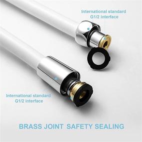 img 2 attached to OFFO Shower Hose, High-Quality PVC Handheld Shower Head Flex Hose Extension with Brass Insert and Nut for Bathing Toilet Cleaning Pet Bathing - 63 Inches Smooth White