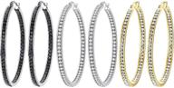 newitin stainless steel hoop earrings: hypoallergenic huggie earrings with cubic zirconia crystals - big hoop earrings for women and girls logo