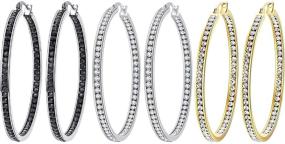 img 4 attached to NEWITIN Stainless Steel Hoop Earrings: Hypoallergenic Huggie Earrings with Cubic Zirconia Crystals - Big Hoop Earrings for Women and Girls