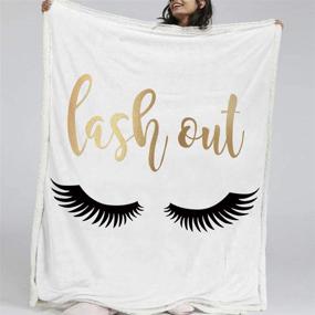 img 4 attached to 👀 Blessliving Eyelash Blanket Throws: Cute Eyes Fleece Blanket for Kids, Teens, and Girls - Super Soft Sherpa Throw Blanket for Couch, Sofa, and Office (Black Gold White, 50 x 60 Inches)