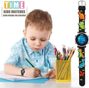 img 3 attached to Discover the Kids Watch 3D Cartoon Toddler Wrist Digital Watch - Waterproof, 7 Color Lights, Alarm Stopwatch for 3-10 Year Boys and Girls - Perfect for Little Children!