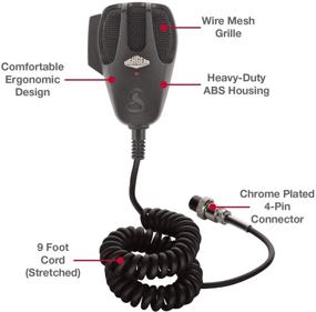 img 2 attached to 🎤 "Кобра HG M73 Премиум динамический заменяемый CB микрофон (Черный) - 4-х контактный разъем, провод длиной 9 футов, прочная оболочка из ABS, сетчатая решетка для чистого звука, PTT кнопка слева, хромированный разъем