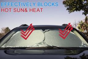 img 1 attached to 🌞 Large Car Windshield Sun Shade for SUV, Truck & Van + Bonus Steering Wheel Shade - 210T Reflective Folding Sun Shield to Keep Vehicle Cool (65.7 x 36.4 inches)