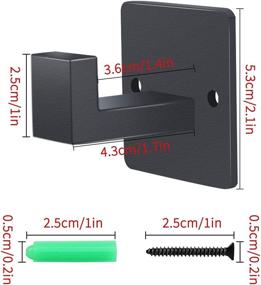 img 3 attached to 🔳 Modern Square Style Towel Hooks - 4Pcs Black Robe Hooks for Bathroom, Kitchen, Bedroom - Heavy Duty, Rustproof & Wall Mounted Coat Hooks