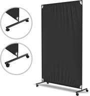 steel-aid room divider: versatile freestanding office wall partition with blackout screen and durable iron frame – ideal for privacy in bedroom, school, college, studio apartment, and church – grey, 50”x71” with rolling wheels logo