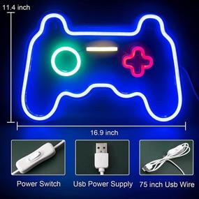 img 2 attached to 🎮 Neon Game Room Decor: USB Powered Gaming Lights for Bedroom, Cool Gamer Wall Decoration – Game Controller Neon Signs, Ideal Christmas Gift for Teen Boy, Man Cave