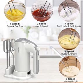 img 2 attached to 🍰 300W Electric Hand Mixer - Lightweight & Powerful | 5 Speeds | Beaters & Dough Hooks | Ideal for Baking Cakes, Cookies, Brownies, and More