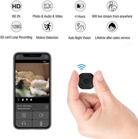 img 2 attached to FECOMI 2021 2K Mini Spy Camera Hidden WiFi Cam, Small Camera with Live Feed WiFi, Wireless Nanny Cam with Video Recording, Enhanced Night Vision/Motion Detection, Security Camera with Cell Phone App