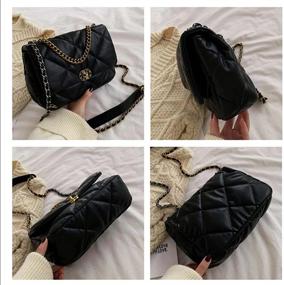 img 1 attached to 👜 Stylish Women’s Black Quilted Purse - Classic PU Leather Flap Crossbody Bag with Chain Strap and Adjustable Clip