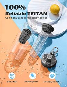 img 3 attached to 🍹 Fruit Infusion Water Bottle for Enhanced Flavor - Large BPA Free Tritan Bottle with Flip Lid, Leak-Proof Design - Ideal for Home, Sports, and Outdoors - Includes Cleaning Brush & Recipe