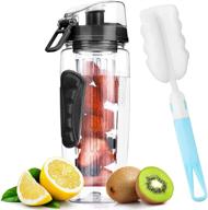 🍹 fruit infusion water bottle for enhanced flavor - large bpa free tritan bottle with flip lid, leak-proof design - ideal for home, sports, and outdoors - includes cleaning brush & recipe logo