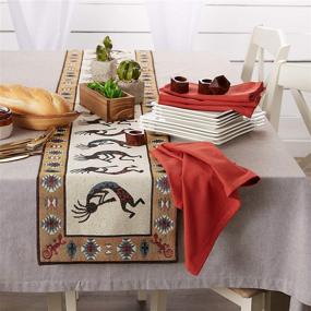img 1 attached to 🏜️ DII Southwest Hacienda Stripe Table Runner - Kokopelli Tapestry Design, 13 x 72 - Stylish and Vibrant Tabletop Collection