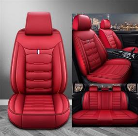 img 3 attached to FHJBP Universal 5 Car Seat Covers Cushion For Sedan SUV And Small Pick-Up Truck Compatible With Evoque XC40 XC60 Golf Passat Jetta CT4 CT6 - Full Set(Red)