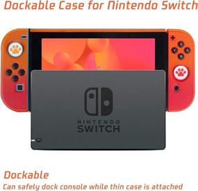 img 3 attached to 🎮 RHOTALL Protective Accessories Cover Case for Nintendo Switch - Dockable Case with Cat Claw Thumb Grips (Red & Orange)