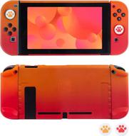 🎮 rhotall protective accessories cover case for nintendo switch - dockable case with cat claw thumb grips (red & orange) logo