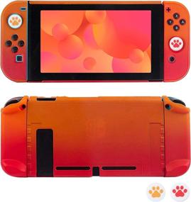 img 4 attached to 🎮 RHOTALL Protective Accessories Cover Case for Nintendo Switch - Dockable Case with Cat Claw Thumb Grips (Red & Orange)